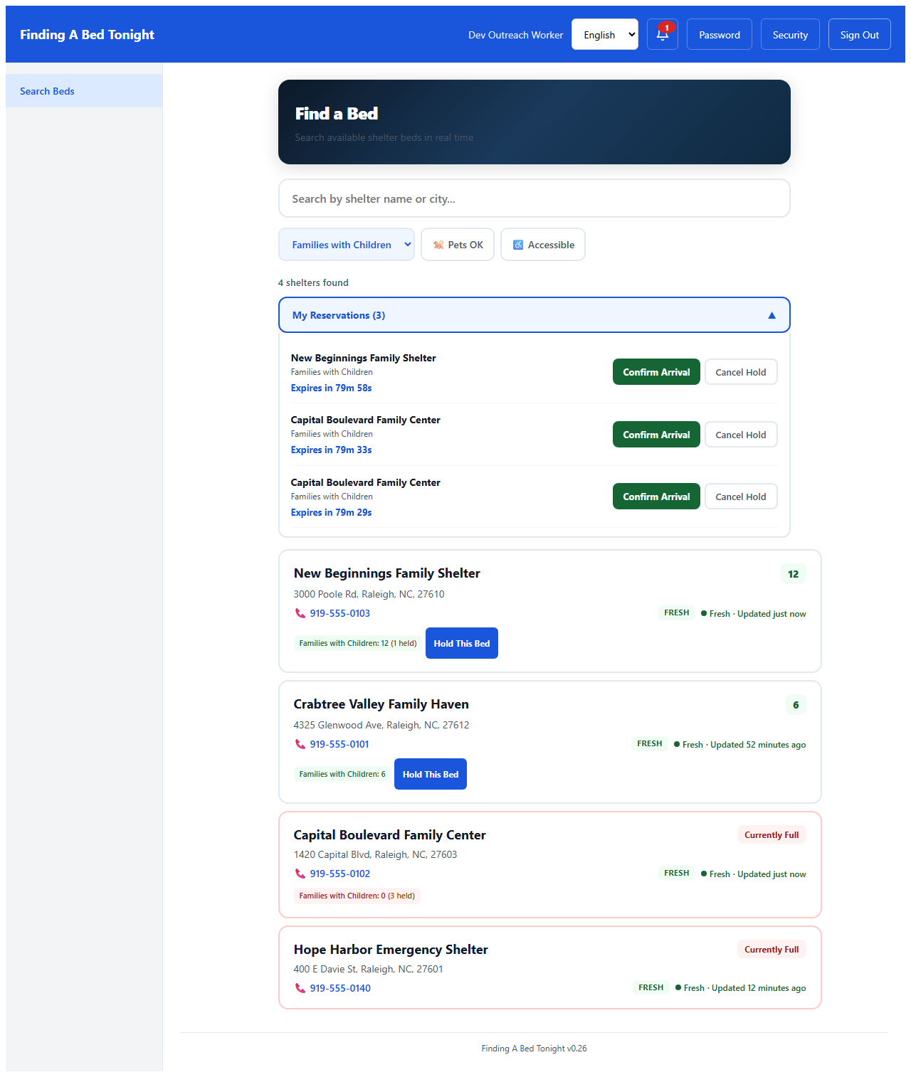 Reservation hold with 90-minute countdown