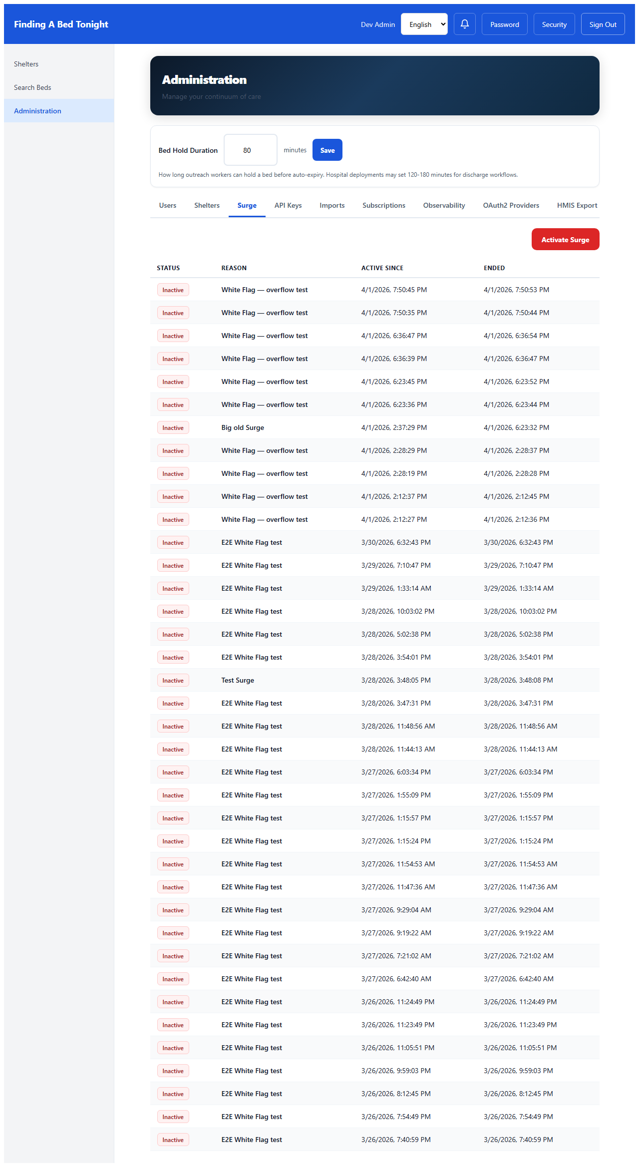 Surge mode activation