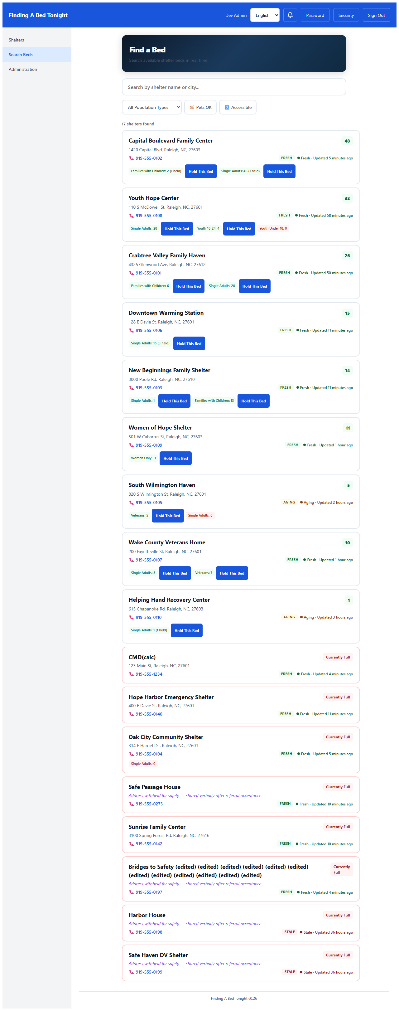 DV shelter with Request Referral button